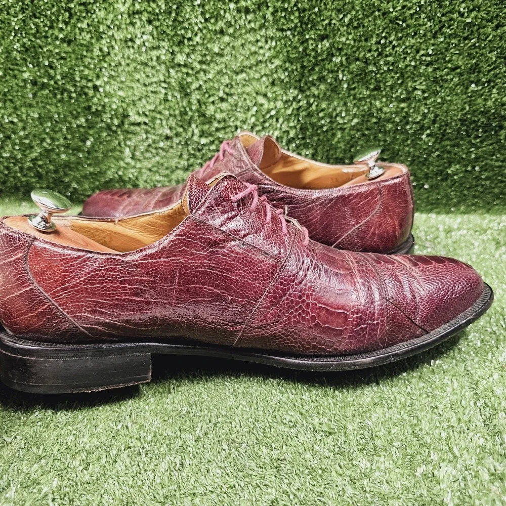 David Eden Genine Burgundy Leather Almond Toe Oxford Dress Shoes Mens Size 13